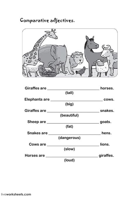 Esl printable english grammar worksheets and exercises for kids. Comparative Adjectives worksheet