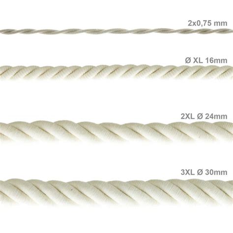 Cordón XL, cable eléctrico 3x0,75, recubierto en algodón en bruto