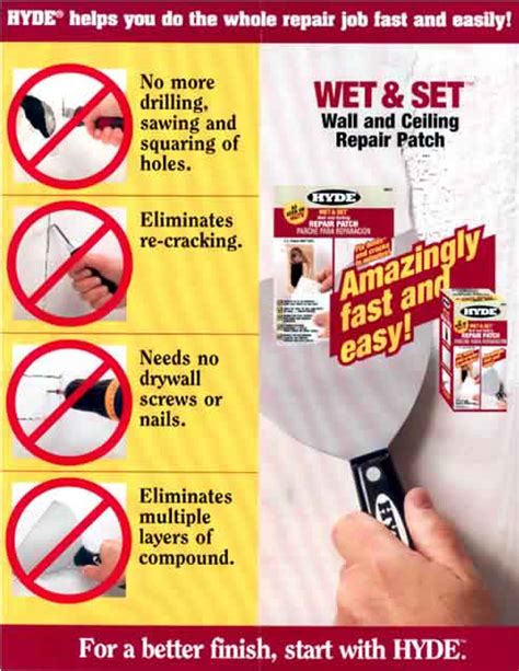 Paint will naturally peel away from a wet surface. Hyde® Wet & Set™ wall and ceiling repair patch from Altamonte