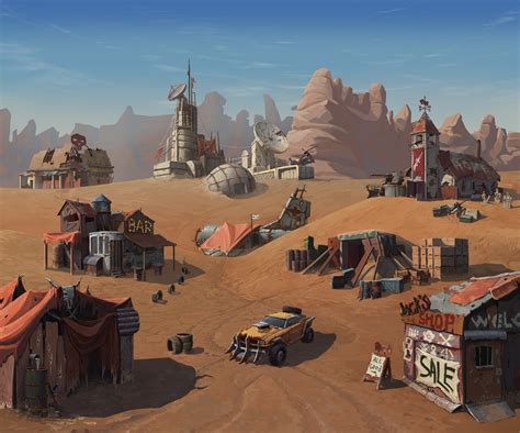 Artstation Wasteland Punk City Main Menu Solar Games Environment