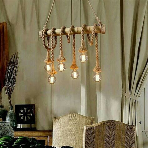 Customizable Rustic Rope Pendant Lighting Fixture Rustic Rope