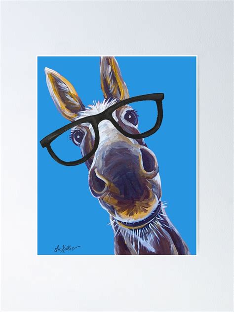 Funny Donkey Art Smart Donkey With Glasses Poster For Sale By