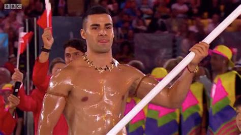 Tongas Flag Bearer Steals Olympics Show With His Oiled Body Houston