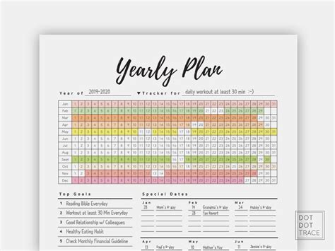 A5 Printable Yearly Planner Half Letter Half A4 Yearly Goal Etsy