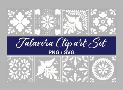 Mexican Talavera Clipart Set Beautiful Mosaic Designs In Etsy
