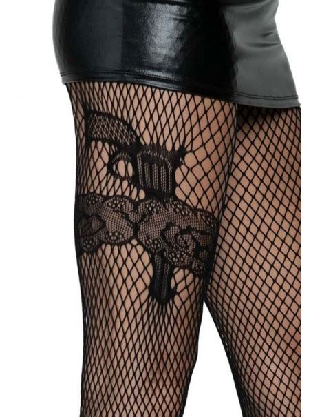 Leg Avenue Lingerie Collant Neri A Rete Con Giarrettiera E Pistola