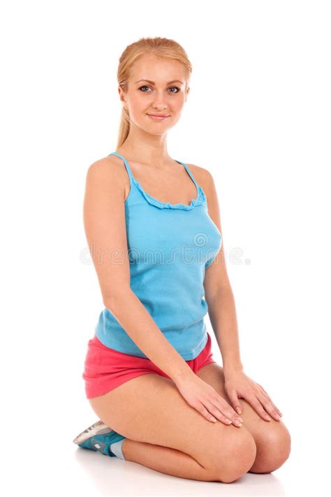 Beautiful Woman Sitting On Her Knees Stock Photo Image Of Person