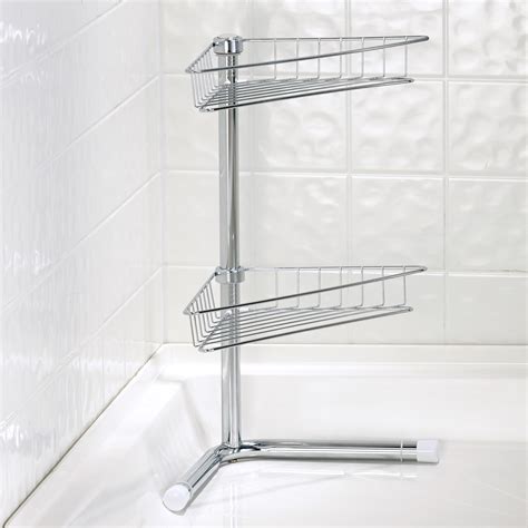 Shower And Bathtub Accessories 2 Tier Metal Shower Corner Pole Caddy