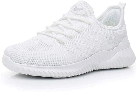 Jarlif Womens Memory Foam Slip On Walking Tennis Shoes White Size 8