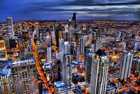 Chicago Cityscape Night Wallpapers Hd Desktop And