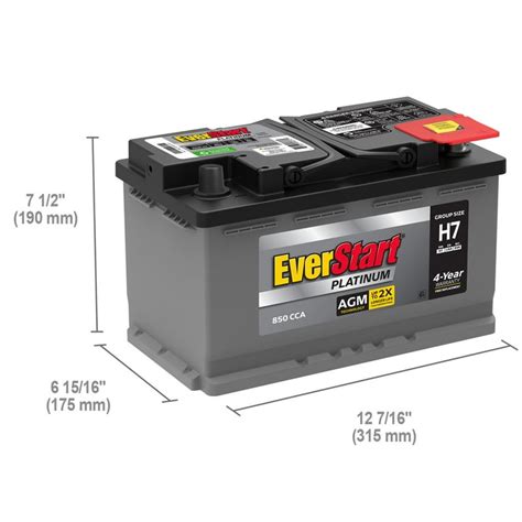 Everstart Platinum Agm Battery Group Size H7 12 Volt 850 42 Off