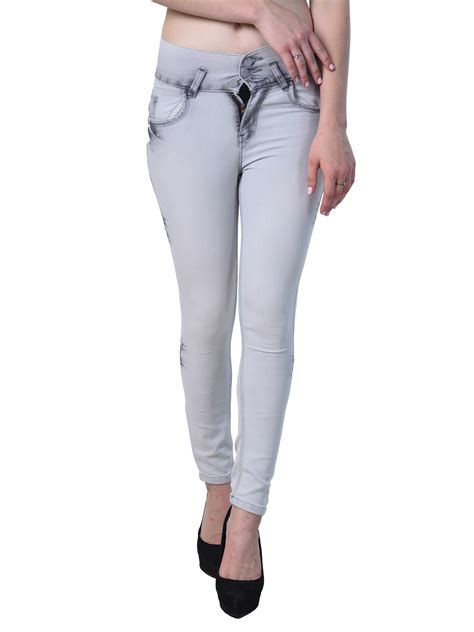 Buy Essence Women S Slim Fit Grey Color Ripped Washed Casual Jeans Online ₹899 From Shopclues