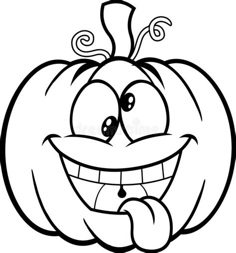 Outlined Crazy Halloween Pumpkin Cartoon Emoji Face Character With