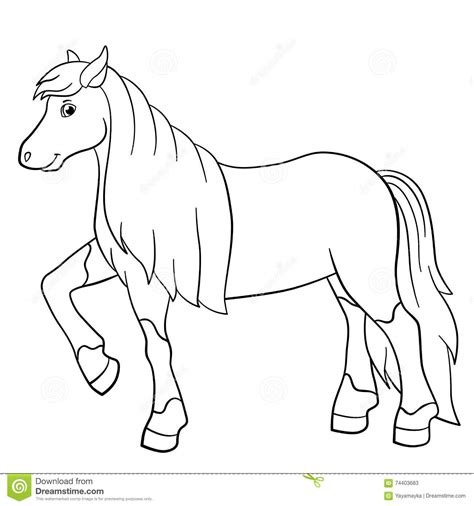 Coloring Pages Farm Animals Cute Horse Stock Vector Illustration