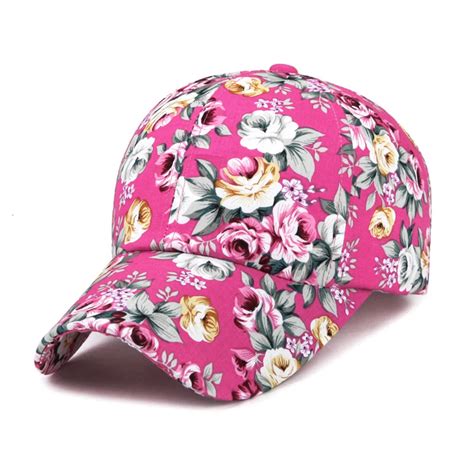 2018 floral print baseball cap nylon fastener tape novelty vintage fashion summer uv protection