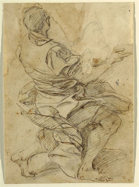 Kneeling Man By Domenico Gargiulo Called Micco Spadaro
