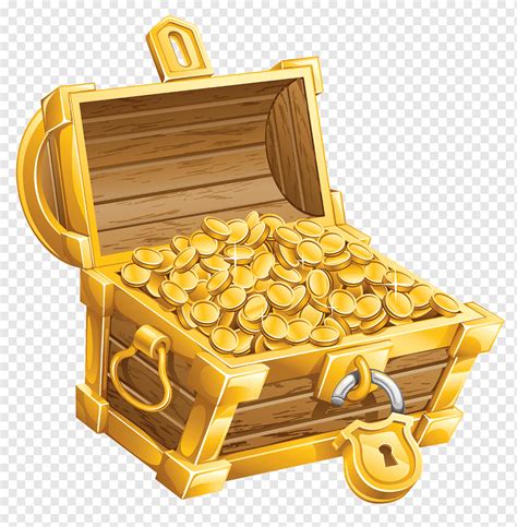 Unlocked Chest Filled With Gold Coins Illustration Buried Treasure