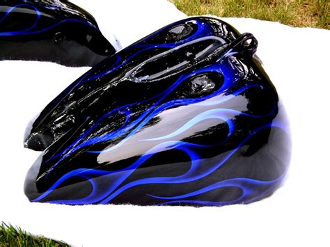 Black With Blue Ghost Flames Custom Motorcycle Paint Jobs Motorcycle