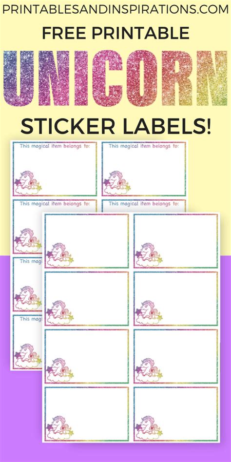 Free Rainbow Unicorn Stickers Printable Labels Super