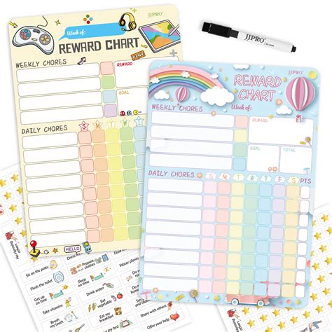 Buy Magnetic Dry Erase Chore Chart For Two Kids At Home Reward Chart