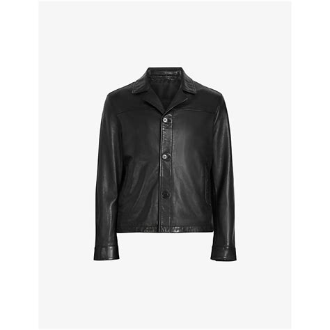 Allsaints Tona Cropped Slim Fit Leather Jacket In Black Modesens