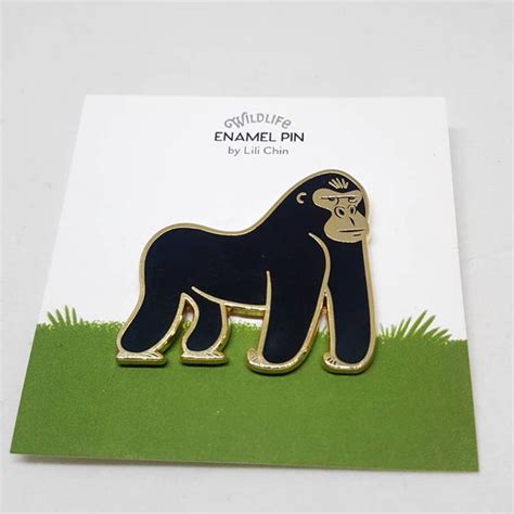 Gorilla Enamel Pin Wildlife Series Etsy Enamel Pins Wildlife Pin