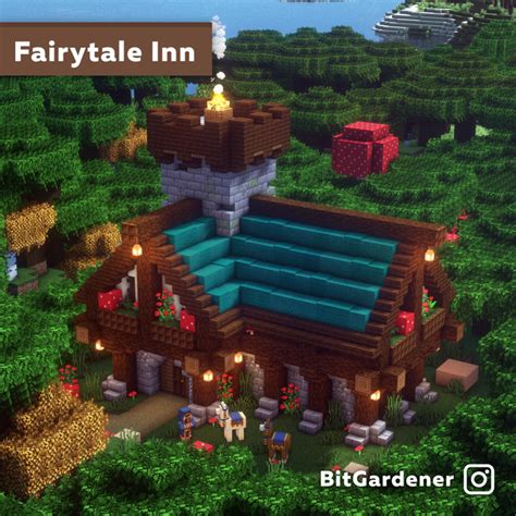 Fairytale cottagecore enchanted garden cottage minecraft build | kelpie the fox. I made a fairytale-style inn to house my new villagers ...
