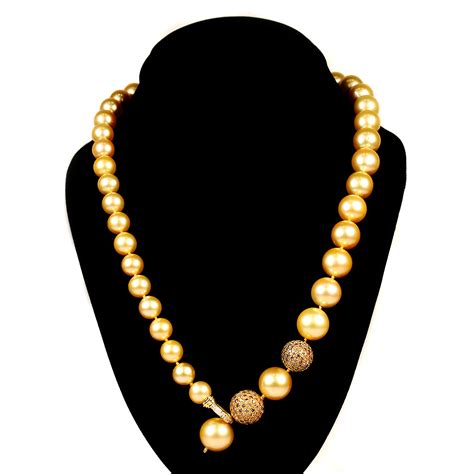 Golden South Sea Pearl Necklace House Of Kahn Estate Jewelers