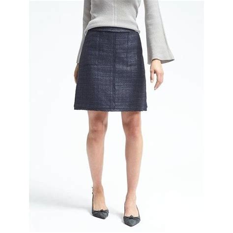 banana republic womens frayed edge tweed skirt 53 liked on polyvore featuring skirts navy