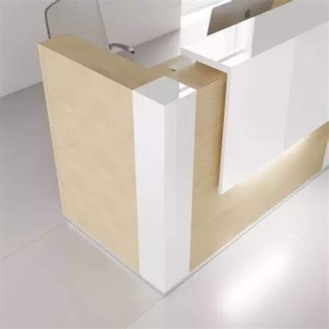 TERA L Shape Medium Reception Desk W Light Panel By MDD Office