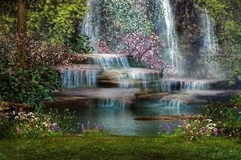 Enchanted Waterfall Fantasy Forest Large Wall Mural Etsy In 2021