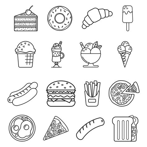 Food Icons Isolated On White Background Set Of Simple Icons Of Fast