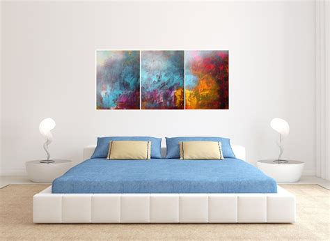 Triptych Acrylic Painting 100 Hand Made Contemporary Modern