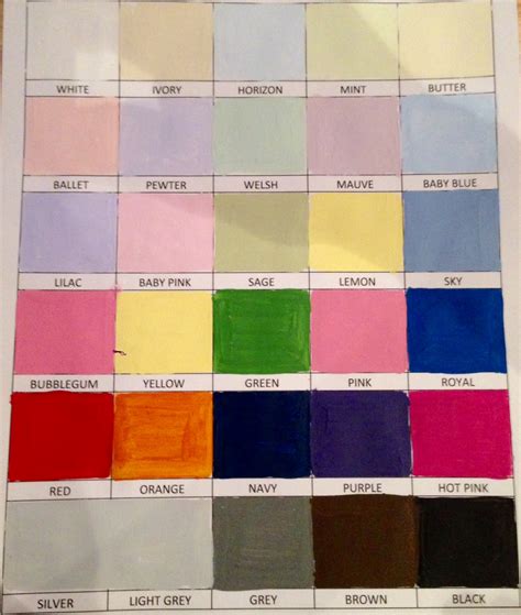 Displays the hue, saturation, and lightness values. Custom Kidstuff Canada: Colour Chart