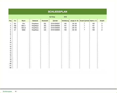 6 Schlusselliste Vorlage - MelTemplates - MelTemplates