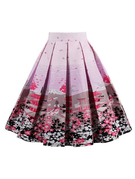 Trendy leopard print/polka dot pattern paired with soft and lightweight fabric, comfortable to wear. Graphic Print Box Pleated Skirt | Floral pleated skirt ...