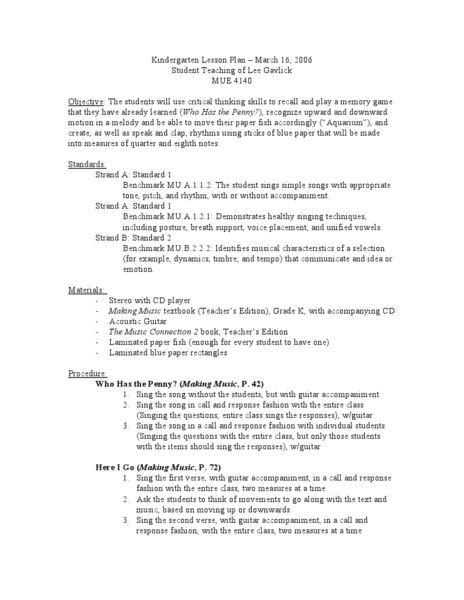 It`s impossible to live without music, it follows us everywhere, it is in our hearts, feelings and souls. Kindergarten Music Lesson Kindergarten Lesson Plan | Kindergarten lesson plans template ...