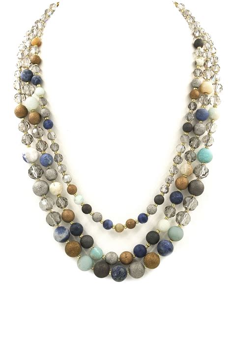 Faceted Bead Semi Precious Stone Necklace Necklaces
