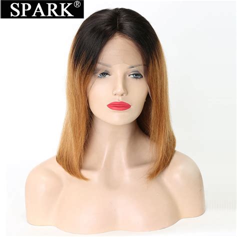 Spark Lace Front Human Hair Wigs For Woman Ombre Color 1b27and1b99j Brazilian Straight Hair 13x4