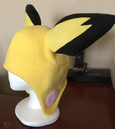 Pokemon Pichu Cosplay Cap Pikachu Fleece Hat Costume Yellow Ski Beanie