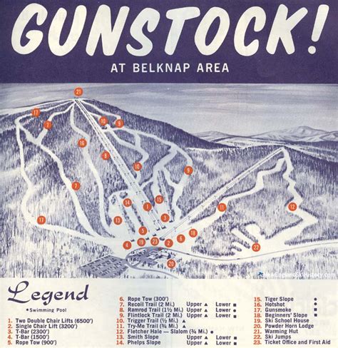1968 69 Gunstock Trail Map New England Ski Map Database