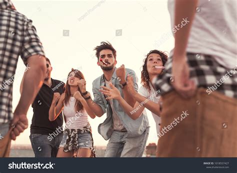 Group Young People Having Fun Summertime Stock Photo 1018557427