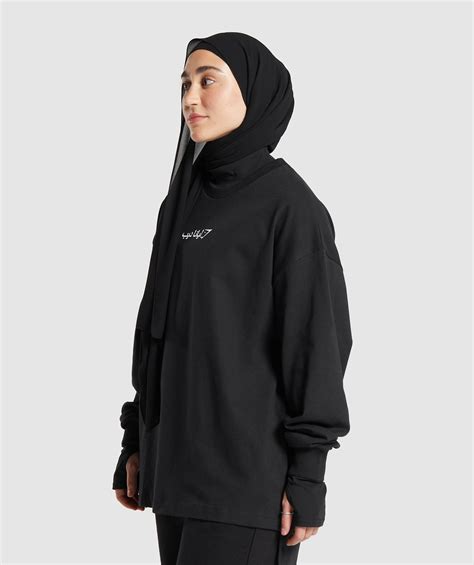 Gymshark GS X Leana Deeb Oversized Long Sleeve Top - Black | Gymshark