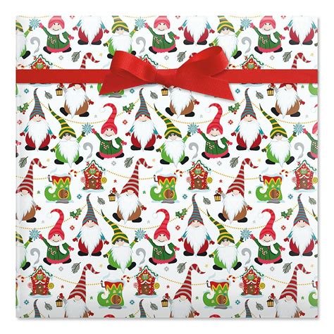 joyful gnomes jumbo rolled christmas t wrap 1 giant roll 23 inches wide by 35 feet long