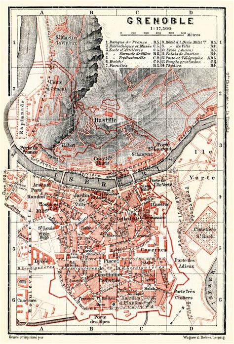 Old Map Of Grenoble In 1885 Buy Vintage Map Replica Poster Print Or
