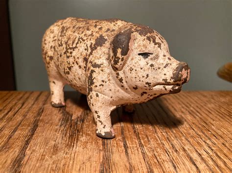 Antique Cast Iron Piggy Bank Old Iron Toy Pig Coin Bank