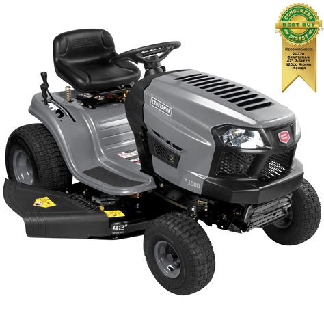 Easy single foot pedal that propels both forward and backward, just as aggressive, yet quieter motor. Craftsman 420cc 42" Riding Mower - Sears