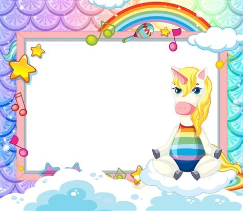 Premium Vector Blank Banner With Cute Unicorn Cartoon Character