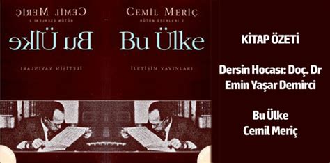 Cemil meriç'in bu ülke kitabı ilk kez 1974 yılında yayımlanmıştır. BU ÜLKE CEMİL MERİÇ