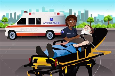 Female Paramedic Examining A Patient Paramedic Cartoon Clip Art